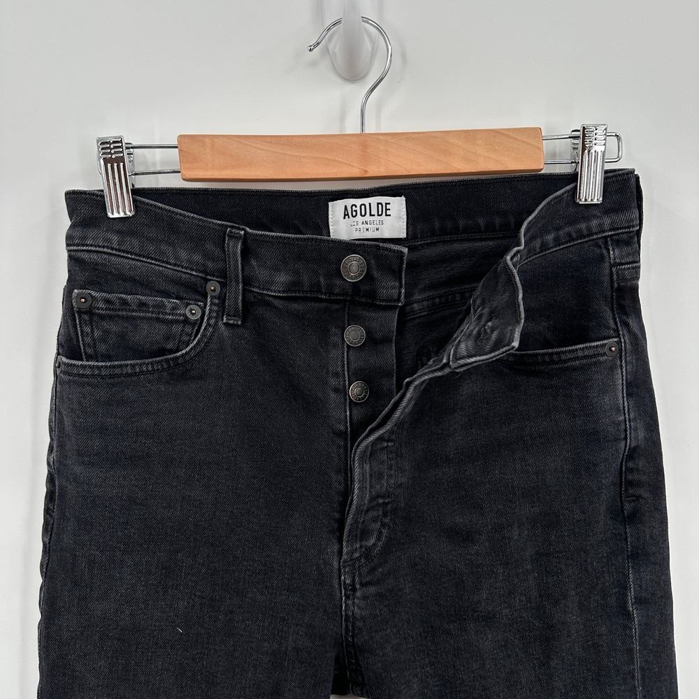 AGOLDE Nico High Rise Slim Fit Jean Faded Black Charcoal‎ Denim 28 Made in USA - Picture 2 of 6